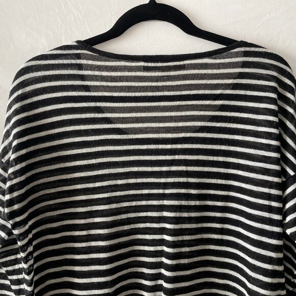 Ann Taylor Loft Womens Black Striped Pullover Sweater Thin Knit Size L - Picture 6 of 9